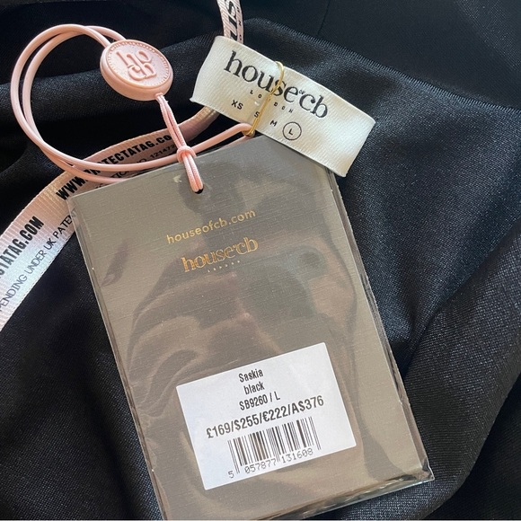 NEW! House of CB- SASKIA Black Draped Maxi Dress Size Large Plunge Neckline - Picture 14 of 15